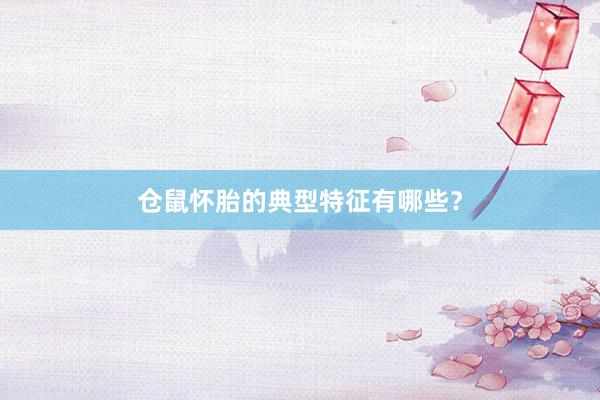 仓鼠怀胎的典型特征有哪些？